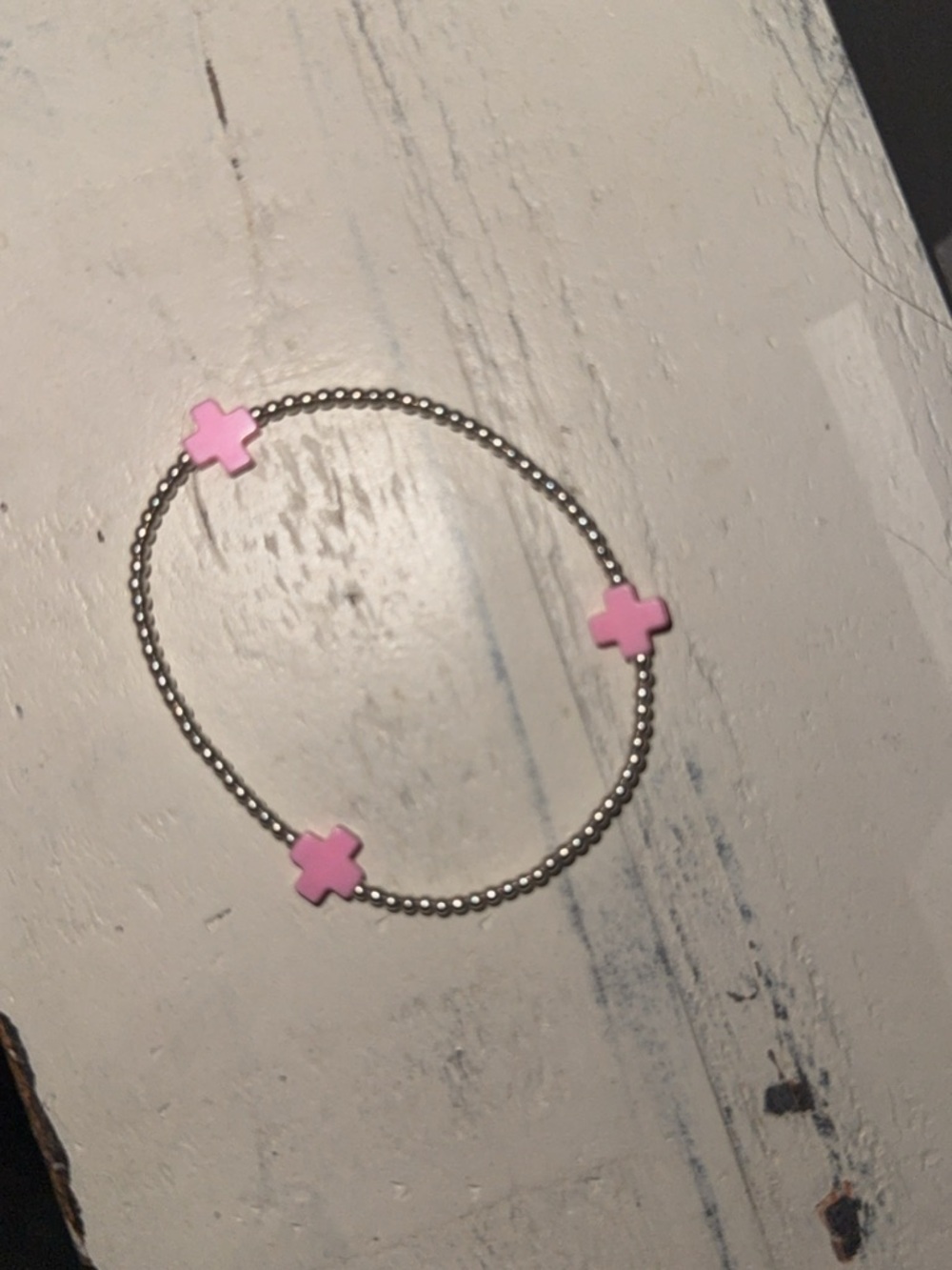 Enewton Silver and Pink Cross Bracelet